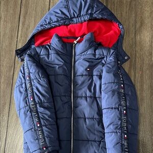 Tommy Hilfiger Kids Puffer Jacket in Navy and Red XS 5-6